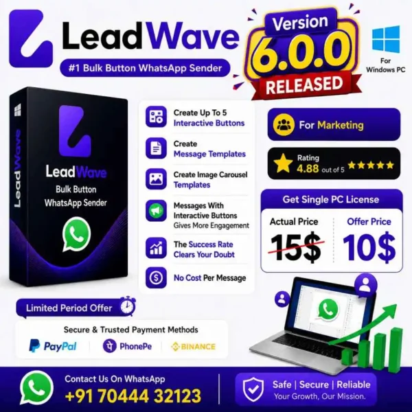 Lead Wave v6.0.0 Button WhatsApp Sender