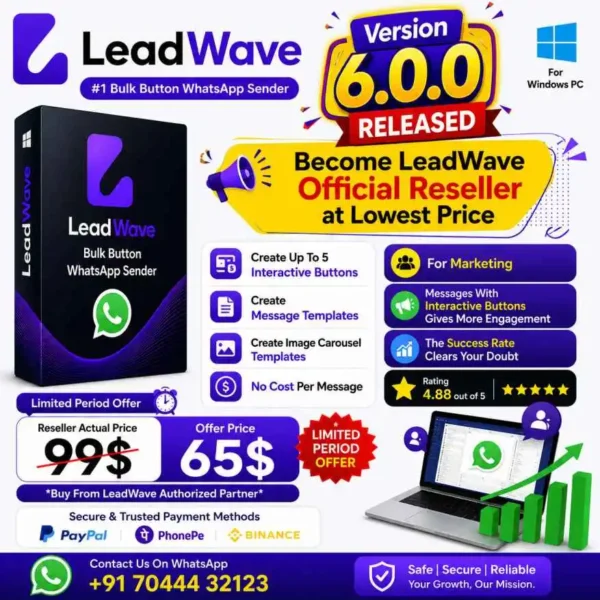 Lead Wave Reseller Unlimited Plan Button WhatsApp Sender