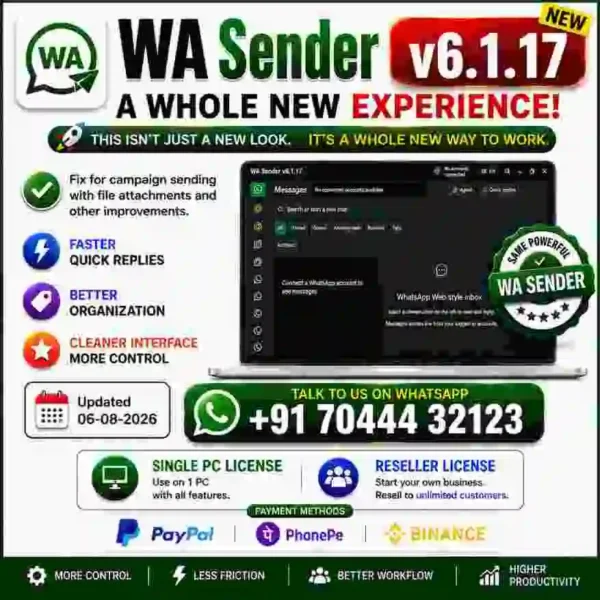 WaSender 6.1.17 – Latest Bulk WhatsApp Sender